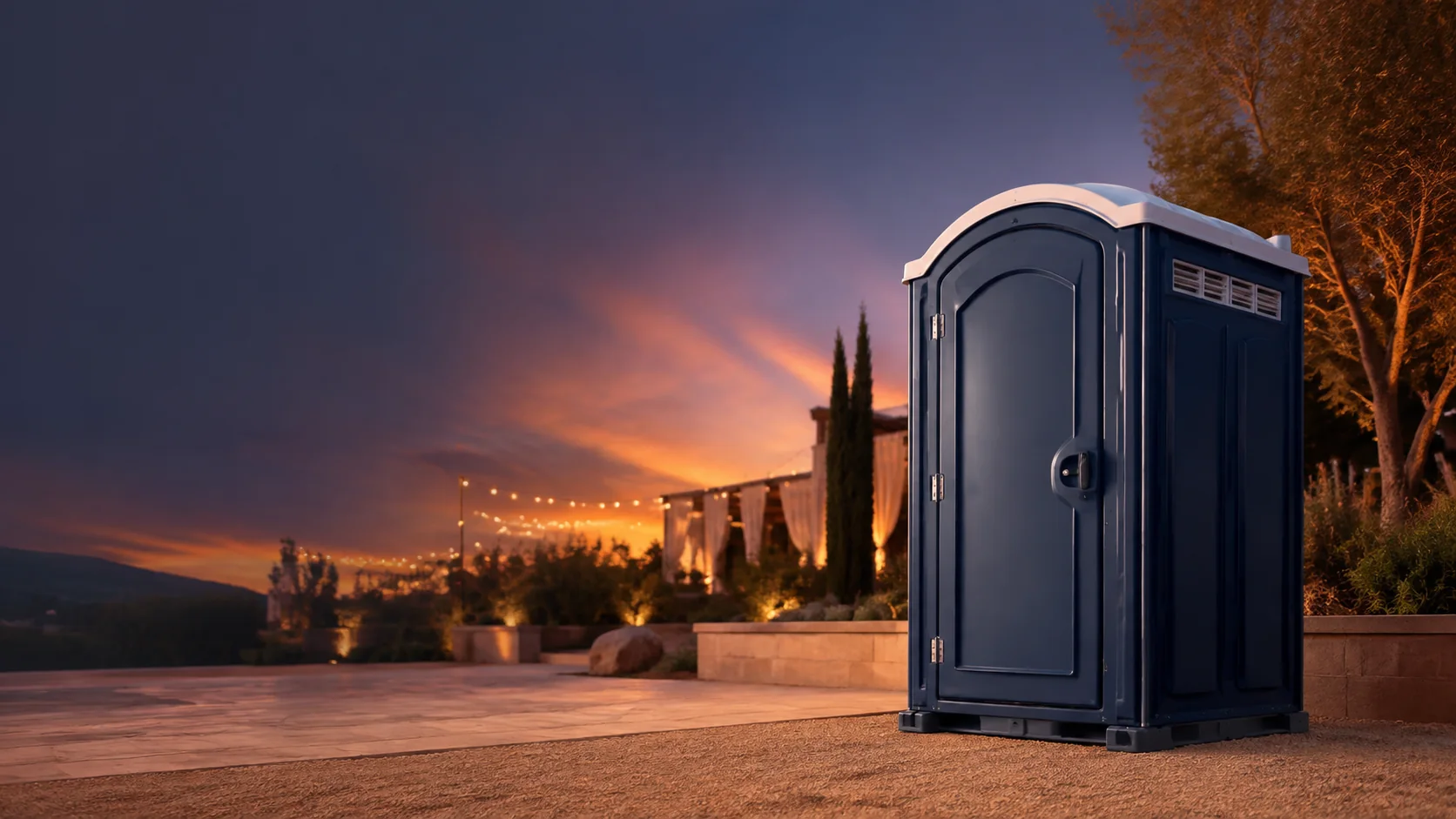 Portable restroom shown for rental planning in Roswell, GA